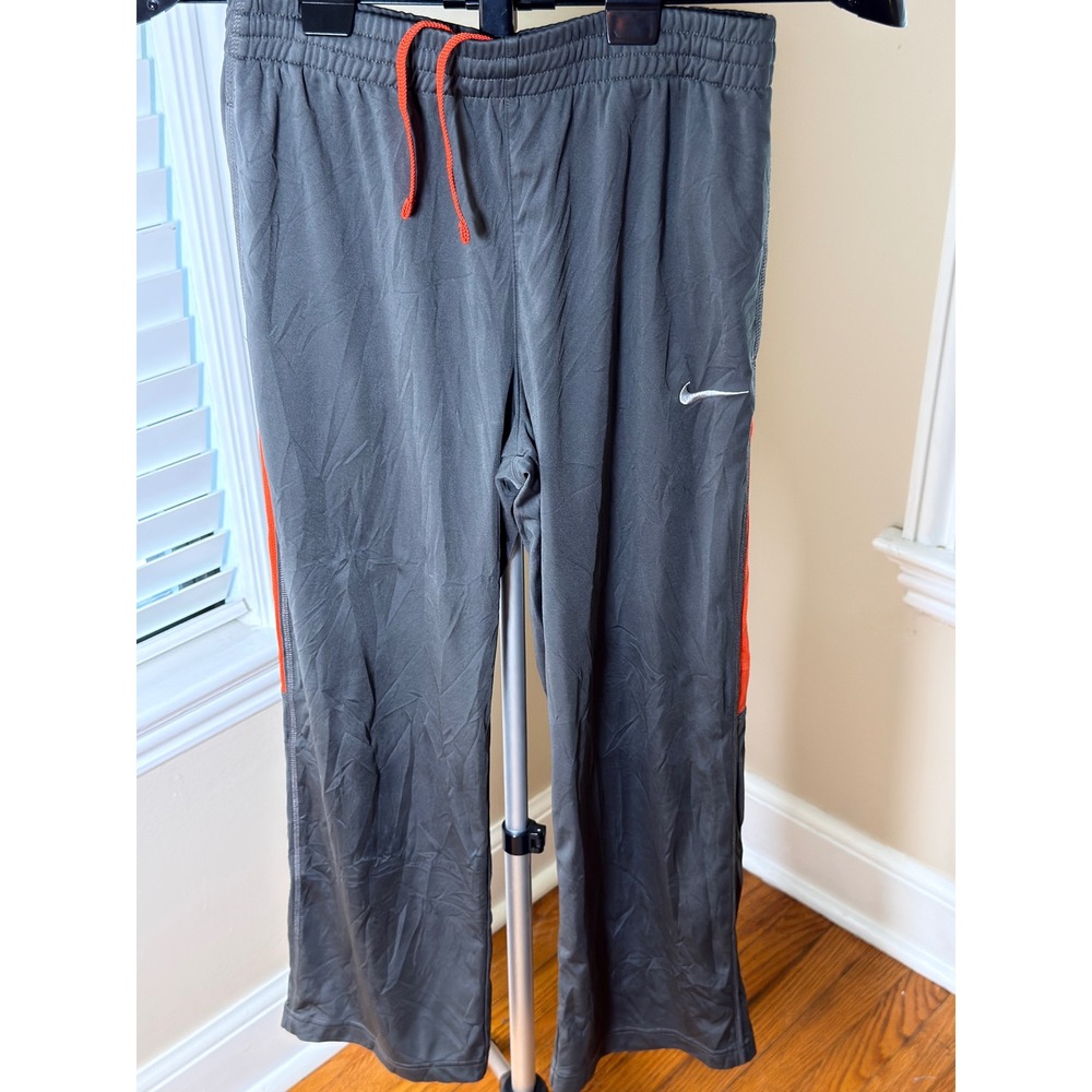 Nike Kids Dri-FIT Gray Orange Athletic Training Pants Medium 506544-064